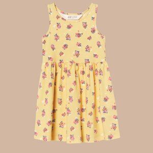 H&M Yellow Bouquets Sleeveless dress 100% Cotton Airy & sting free frock